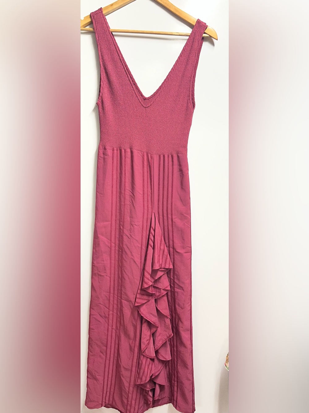 NEW Zara red ruffle maxi sleeveless Dress size medium - Picture 3 of 7
